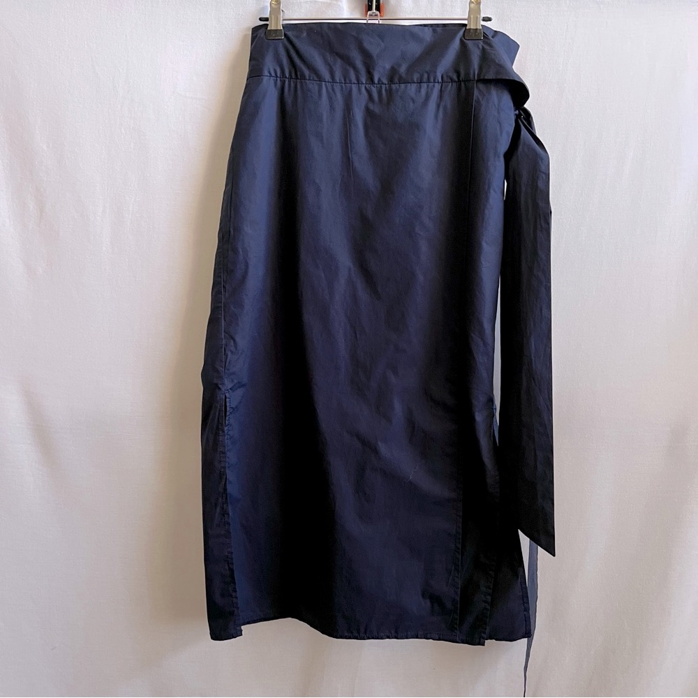 J. Crew Navy Blue Wrap Around Midi Skirt.  Size S